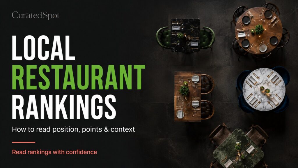 Lokale Restaurant-Ranglisten - wie man Position, Punkte und Kontext liest